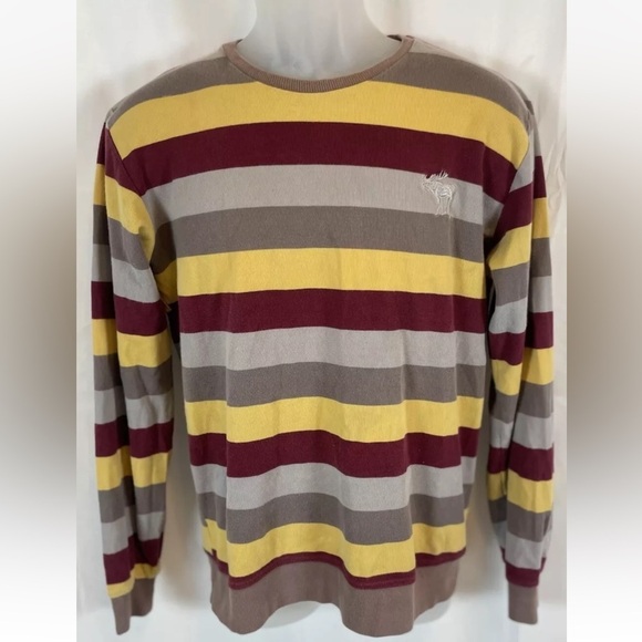 Vintage Abercrombie & Fitch Sweater Top Men’s XL Gray Blue Red Gold Striped Y2k - Picture 1 of 15